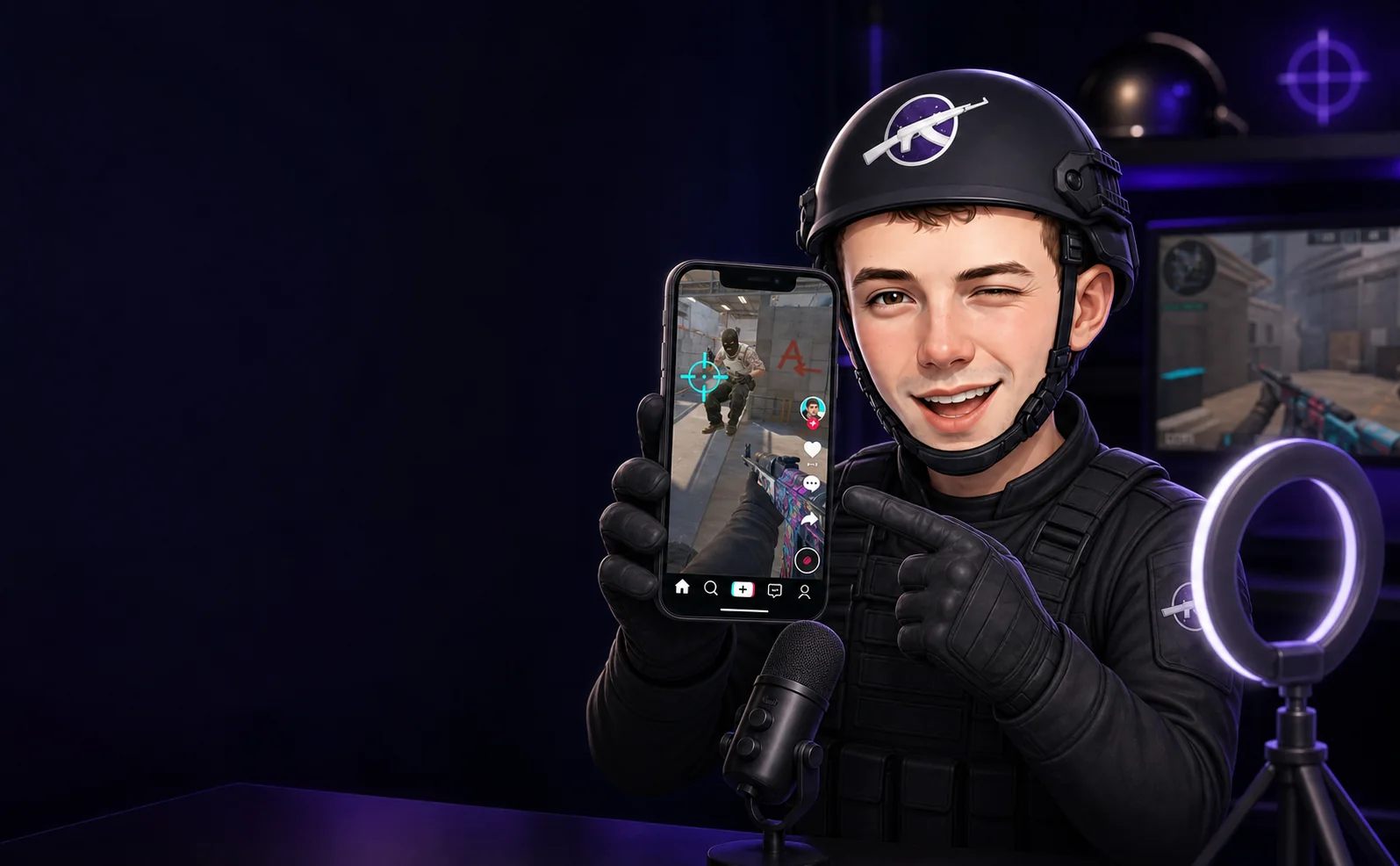 Creator showing a CS2 gaming moment in a TikTok video