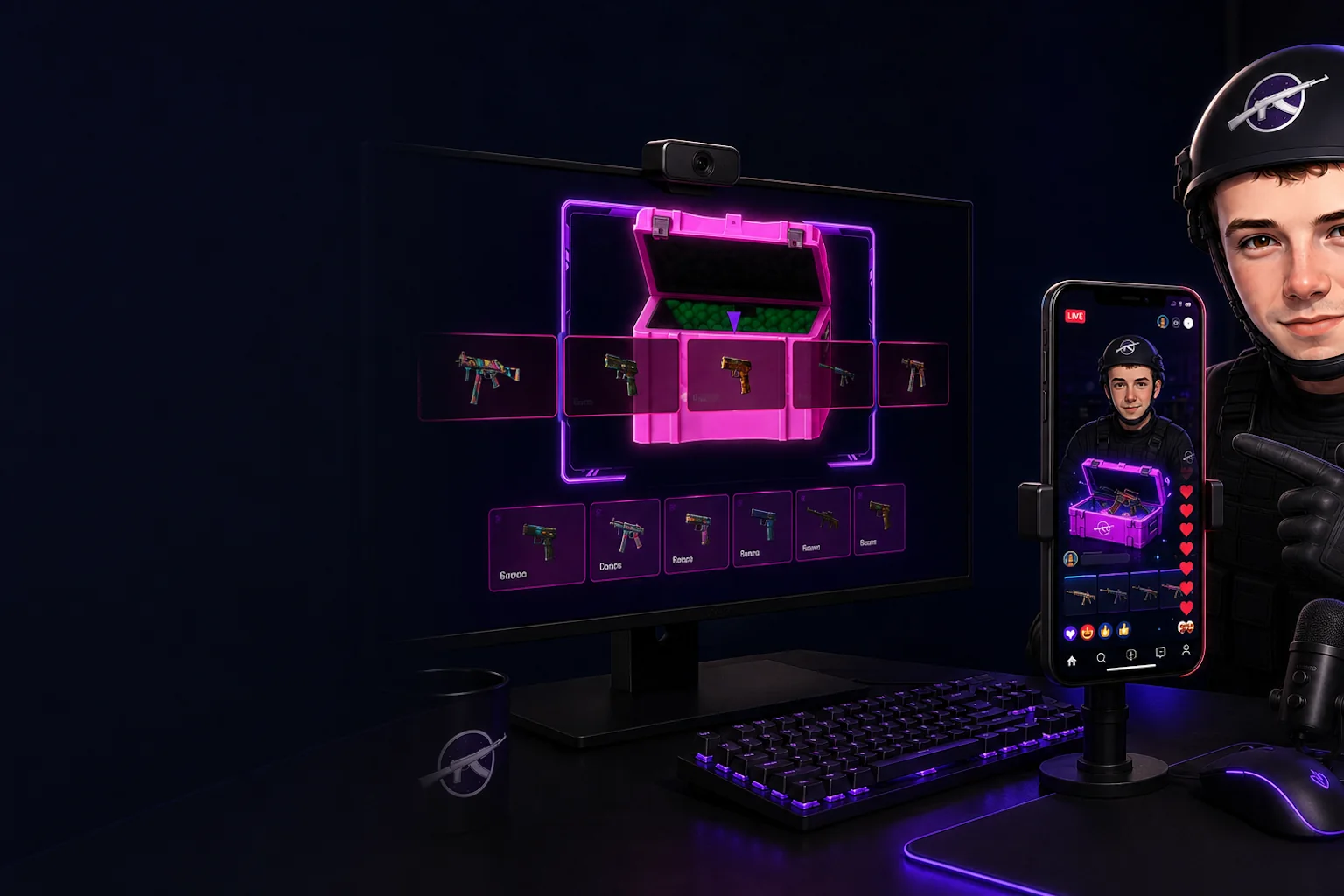 Creator hosting a TikTok LIVE about custom gaming cases